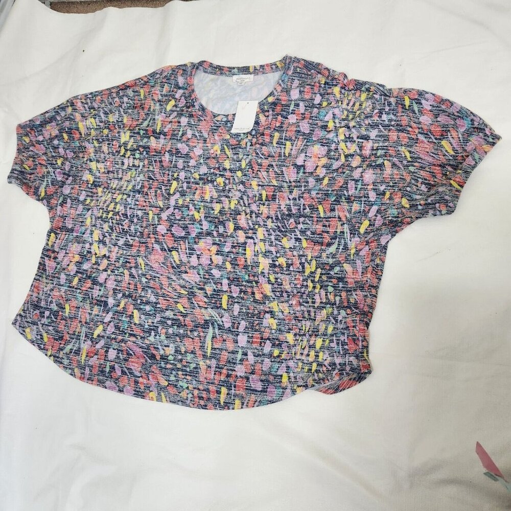 Westbound Women's Multi Color Pastel Confetti Short Sleeve Blouse Plus Size 3X - Picture 10 of 12